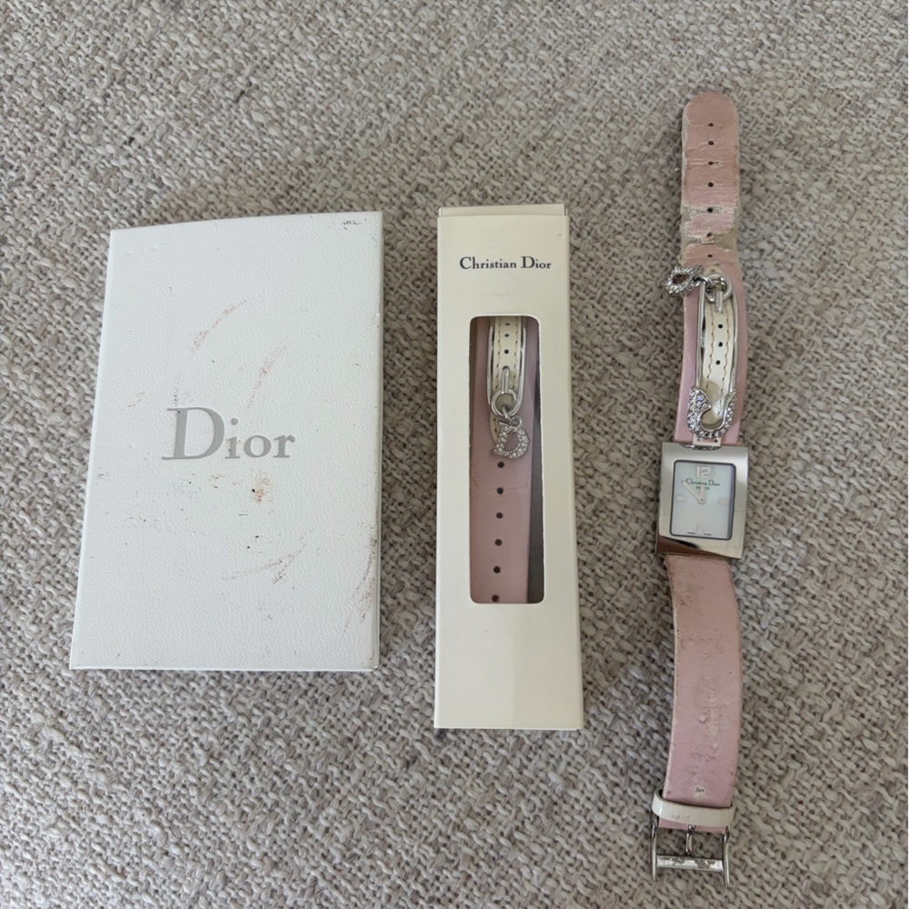 Dior Malice Stainless Steel Pink Leather Watch D78-109 with replacement strap